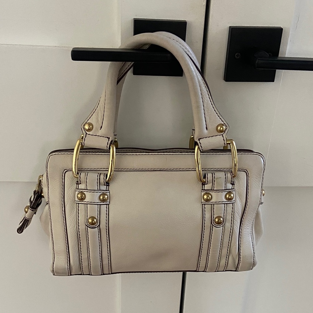 Banana Republic Cream Satchel with Gold Accents